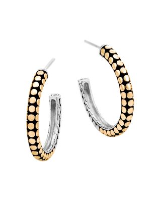 John Hardy 18K Yellow Gold and Sterling Silver Dot Small Hoop Earrings