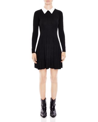 Sandro Christal Contrast Collar Dress