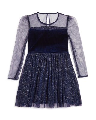 Bardot Junior Girls' Velour & Glitter Mesh Dress - Sizes 4-7