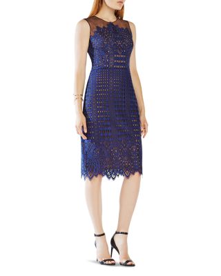 BCBGMAXAZRIA Lace & Illusion Mesh Dress