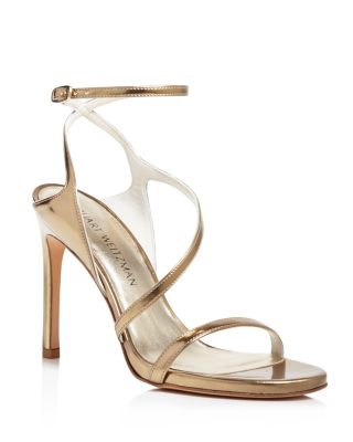 Stuart Weitzman Sultry Metallic Leather High Heel Sandals