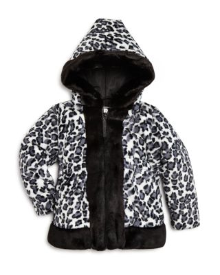 Rothschild Girls' Leopard Print Plush Coat - Sizes 2-4T