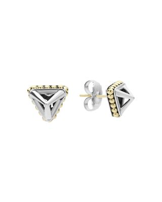 LAGOS 18K Gold and Sterling Silver Pyramid Stud Earrings