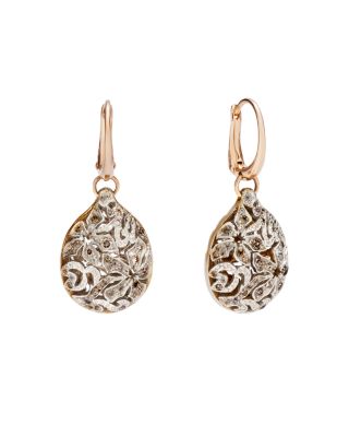 Pomellato Arabesque Earrings with Brown Diamonds in 18K Rose and White Gold