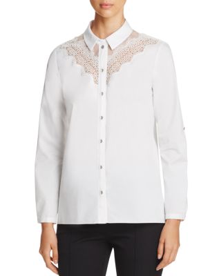 Elie Tahari Cher Lace Yoke Blouse