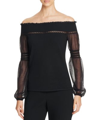 Elie Tahari Rita Off-the-Shoulder Merino Wool Sweater