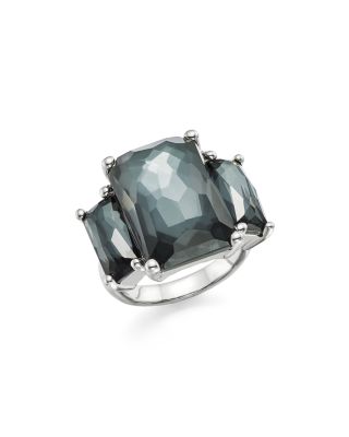 IPPOLITA Sterling Silver Rock Candy® Triple Doublet Ring in Clear Quartz and Hematite 