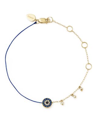 Meira T 14K Yellow Gold Sapphire and Diamond Evil Eye Bracelet 