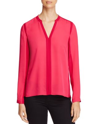 Elie Tahari Layne Color Block Silk Blouse