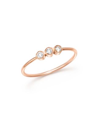 Zoë Chicco 14K Rose Gold Triple Diamond Bezel Ring 