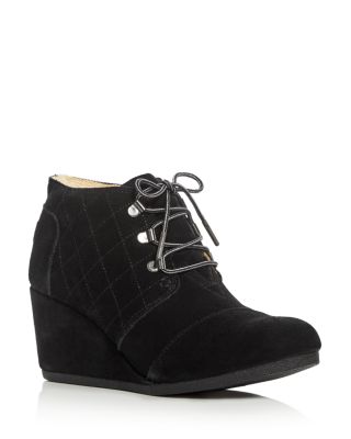 TOMS Desert Faux Shearling Wedge Booties