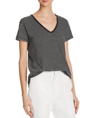 Vince V-Neck Drop Shoulder Stripe Tee