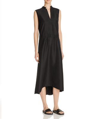 Vince Drawstring Waist Silk Midi Dress