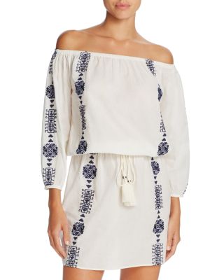 Pampelone Bardot Off-The-Shoulder Dress Swim Cover Up