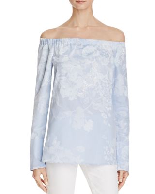 Lafayette 148 New York Amy Floral Off-the-Shoulder Blouse