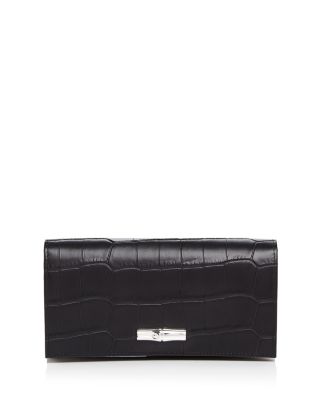 Longchamp Roseau Croc-Embossed Continental Wallet