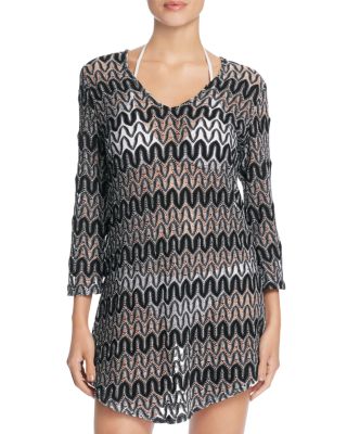 J. Valdi Zigzag Crochet Tunic Cover Up