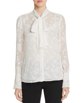 MICHAEL Michael Kors Floral Jacquard Tie-Neck Top