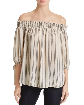 AQUA Stripe Off-The-Shoulder Top