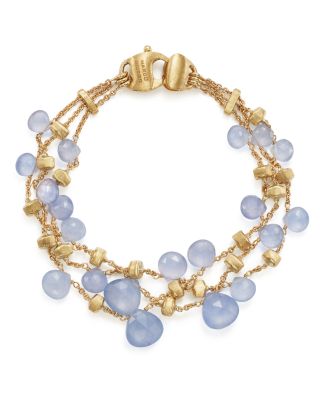 Marco Bicego 18K Yellow Gold Paradise Chalcedony Three Row Bracelet 