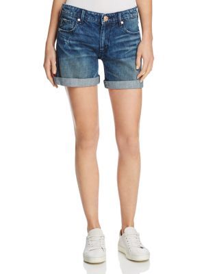 True Religion Emma Bermuda Denim Shorts in Cobalt Rush