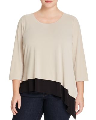 Calvin Klein Plus Asymmetric Color Block Layered Top