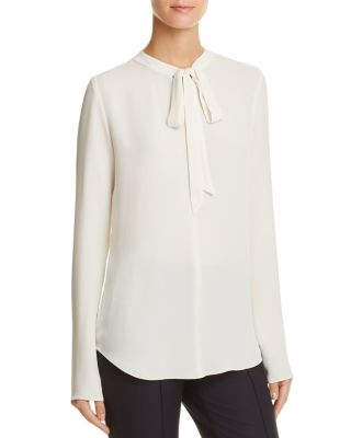 Theory Bernetta Tie-Neck Silk Top