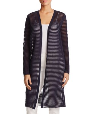 Lafayette 148 New York Sheer Stripe Long Cardigan