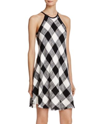 Bella Dahl Plaid Frayed Hem Halter Dress