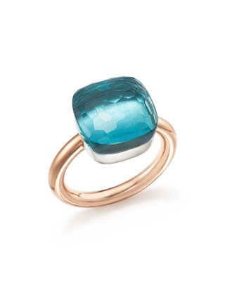 Pomellato Nudo Maxi Ring with Blue Topaz in 18K Rose and White Gold