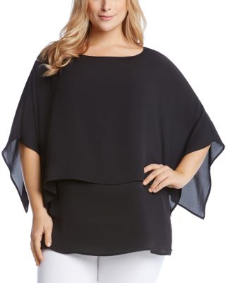 Karen Kane Plus Tiered Crepe Blouse