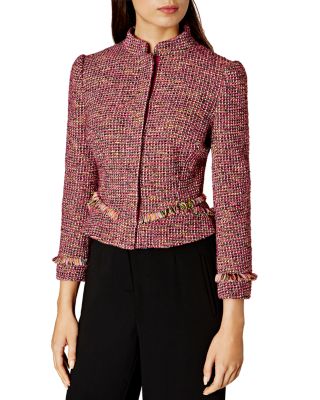 KAREN MILLEN Tweed Fringe Jacket