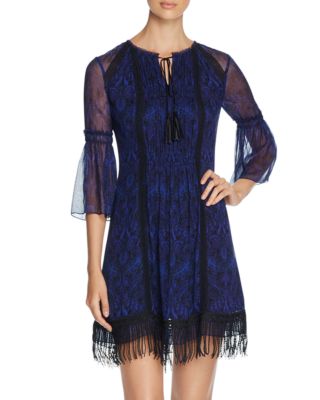 Elie Tahari Jeannie Lace Trim Silk Dress