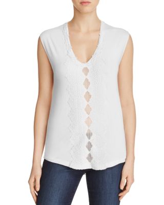 Elie Tahari Harley Lace-Detail Knit Tank