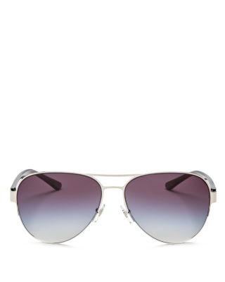 Tory Burch Rimless Aviator Sunglasses, 59mm In Silver/purple Gray Gradient