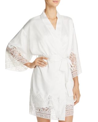 Flora Nikrooz Victoria Solid Charmeuse Wrap Robe In Ivory