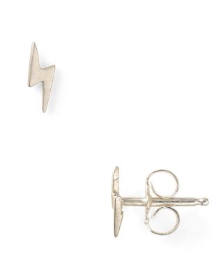 Dogeared Little Things Mini Silver Lightning Bolt Stud Earrings