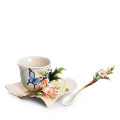 Franz Collection Franz Collection Fluttering Beauty Flower and Butterfly Cup & Saucer with Spoon