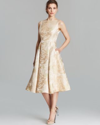 Adrianna Papell Dress - Sleeveless Brocade Tea Length 