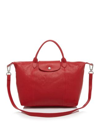 Longchamp Le Pliage Cuir Medium Satchel