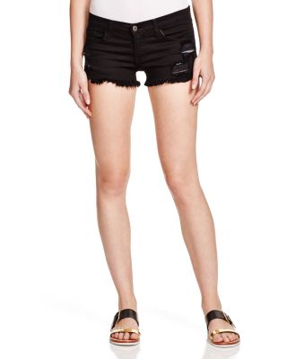 Flying Monkey Shredded Cutoff Shorts in Black