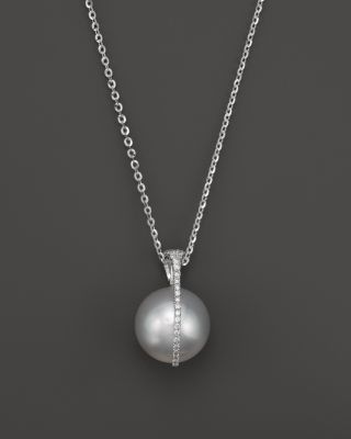 Tara Pearls Tara Pearls South Sea Cultured Pearl and Diamond Pendant Necklace in 18K White Gold, 15