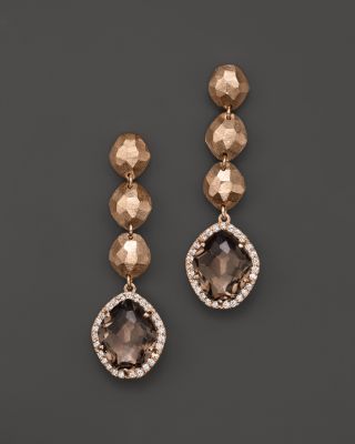 VIANNA BRASIL 18K Rose Gold Earrings with Smoky Quartz and Diamond Accents