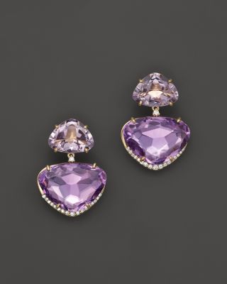 VIANNA BRASIL 18K Yellow Gold Earrings with Pink Amethyst, Amethyst and Diamond Accents