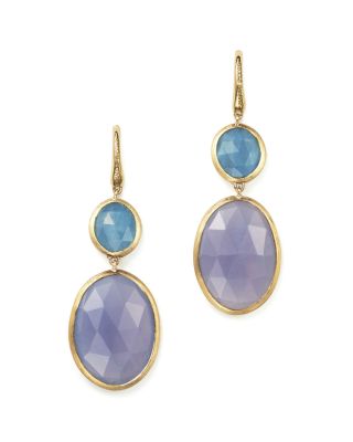 Marco Bicego Siviglia Resort Drop Earrings with Aquamarine and Chalcedony Stones in 18K Yellow Gold