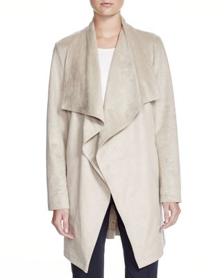 BASLER Faux Suede Draped Long Jacket