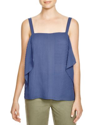 Tory Burch Pintucked Silk Flutter Top