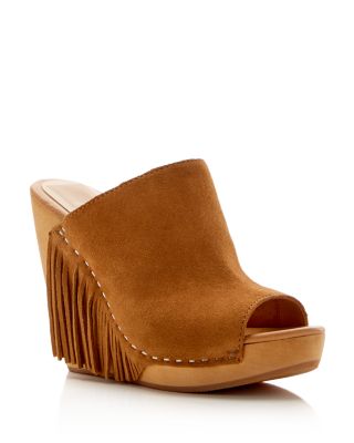 Dolce Vita Cai Suede Fringe Wedge Slide Sandals