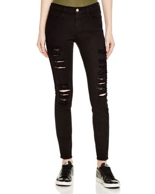 FRAME Le Color Ripped Jeans in Film Noir