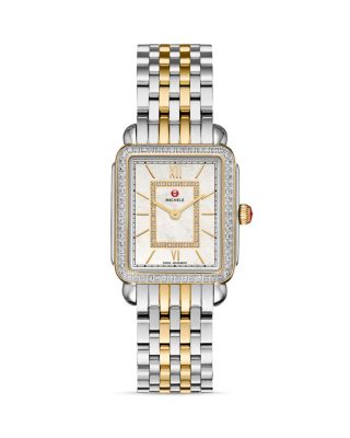 MICHELE Deco II Two-Tone Diamond Dial Watch Head, 26mm x 27.5mm & Deco II Bracelet